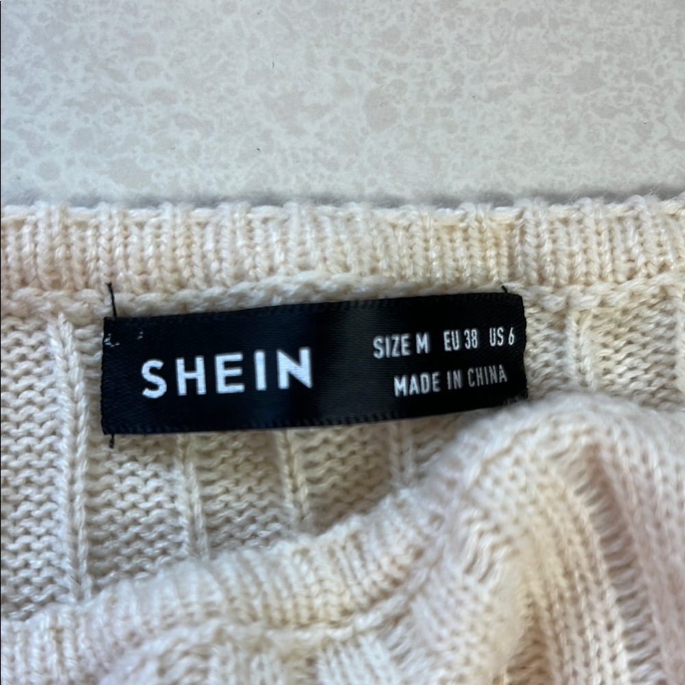SHEIN Cream Cropped Ribbed Sweater - Picture 2 of 3